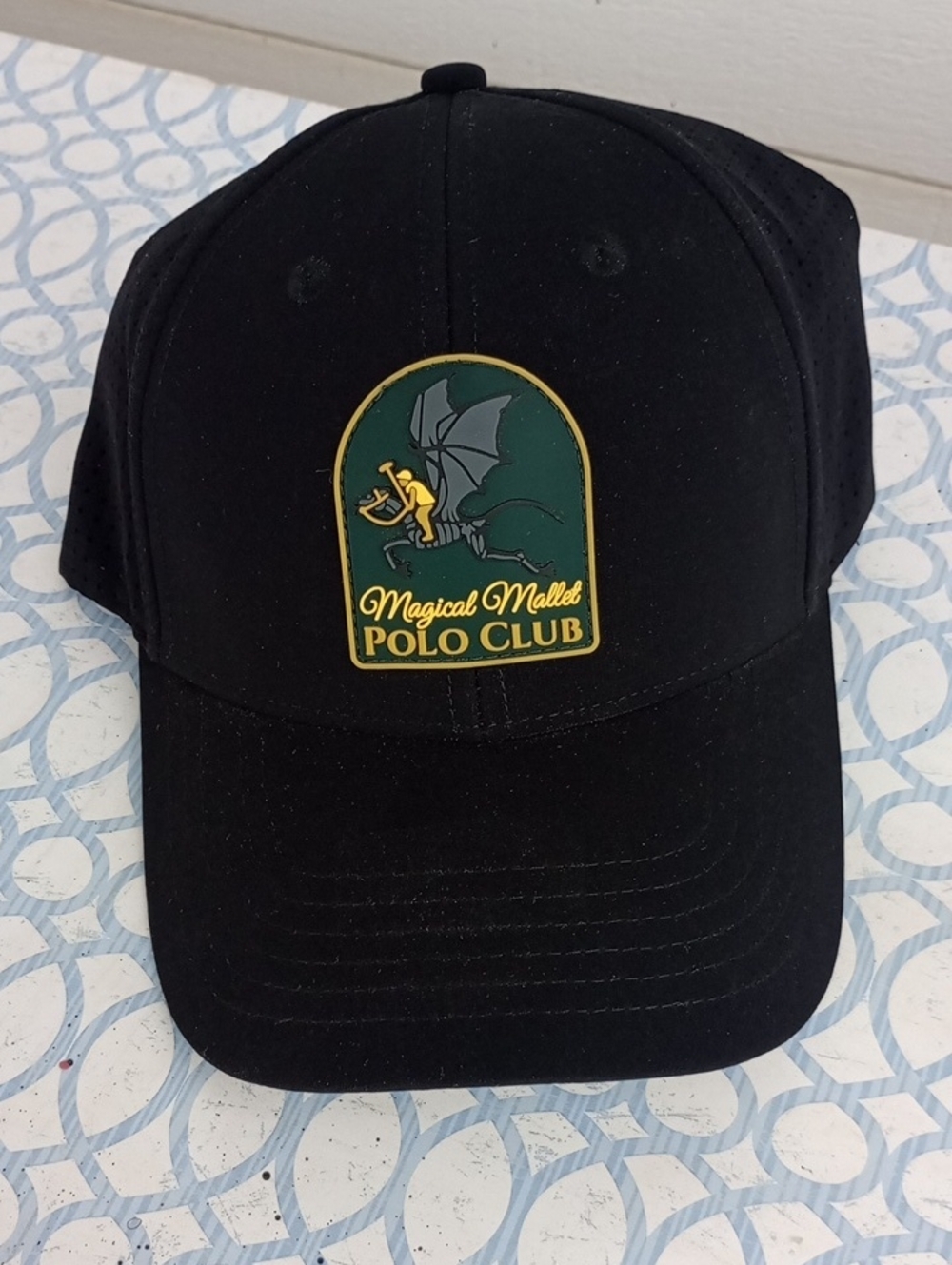 Magical Mallet Polo Club Hat • Fantasy Dragon Rider Patch • Black  Harry Potter